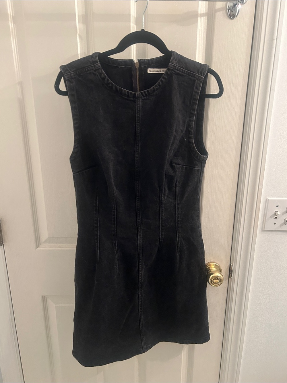 Abercrombie & Fitch Black Sleeveless Denim Dress medium tall